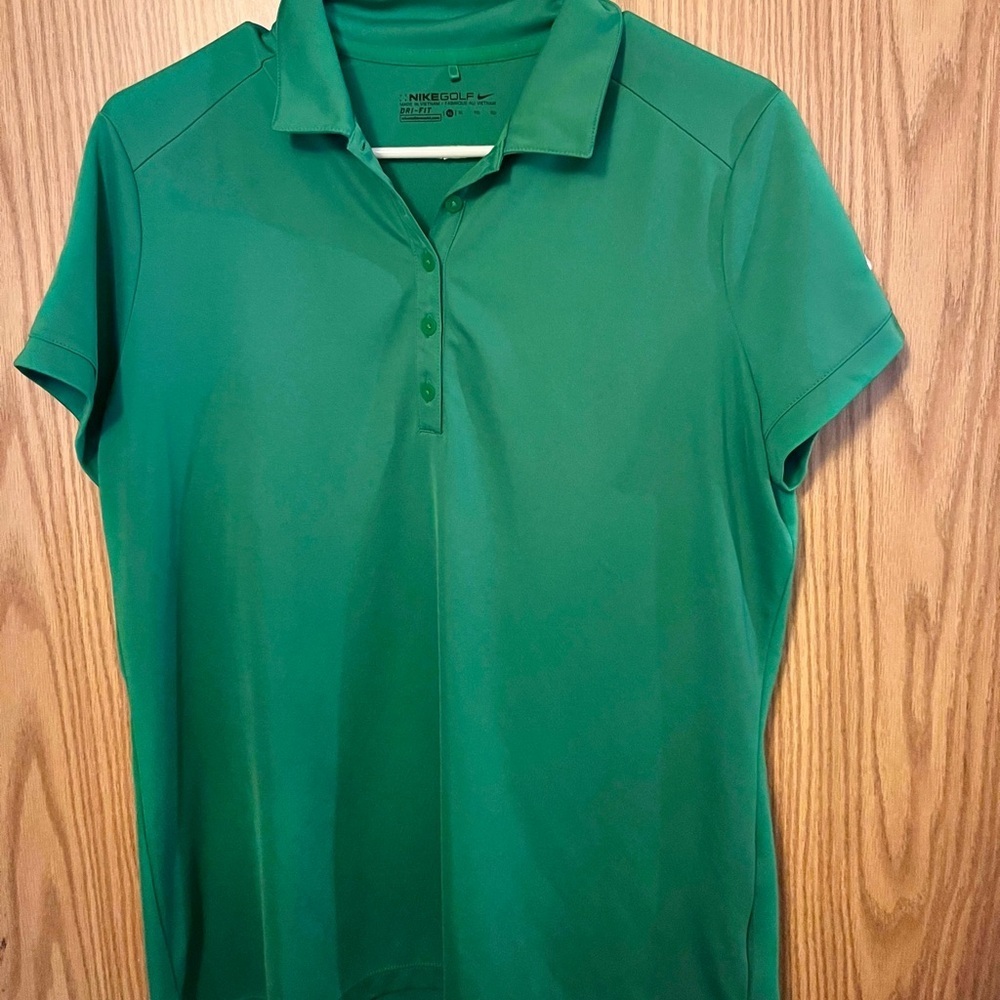 Nike Green Fitted Button Down Polo Shirt